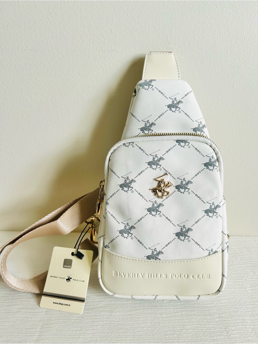 Beverly Hills Polo Club White Crema Crossbody Bag